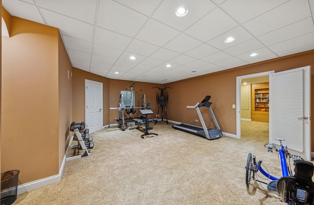 385 N Chalary Ct, Palatine, IL 60067 - workout room with carpet floors, recessed lighting, baseboards, and a drop ceiling