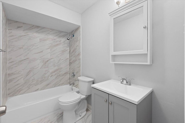 877 163rd St, Calumet City, IL 60409 - full bathroom featuring vanity, marble finish floor, shower / bathtub combination, and toilet