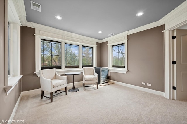 3244 Lakeside Ave, Northbrook, IL 60062 - living area with recessed lighting, baseboards, visible vents, and ornamental molding