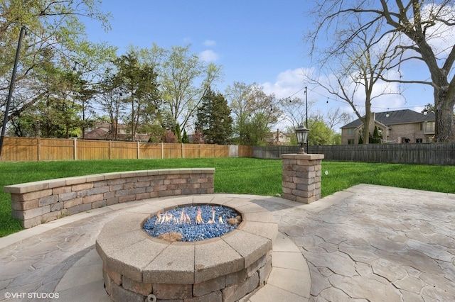 3244 Lakeside Ave, Northbrook, IL 60062 - view of patio with a fenced backyard and a fire pit