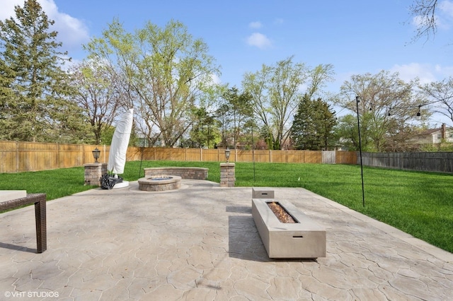 3244 Lakeside Ave, Northbrook, IL 60062 - view of patio with a fire pit and a fenced backyard
