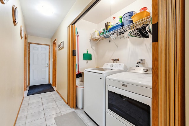 17130 Inverness Dr, Tinley Park, IL 60487 - washroom with light tile patterned floors, baseboards, laundry area, and washer and clothes dryer
