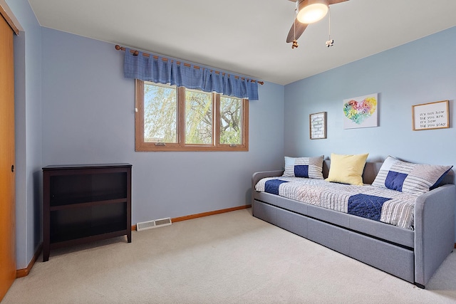 17130 Inverness Dr, Tinley Park, IL 60487 - carpeted bedroom with baseboards, a ceiling fan, and visible vents