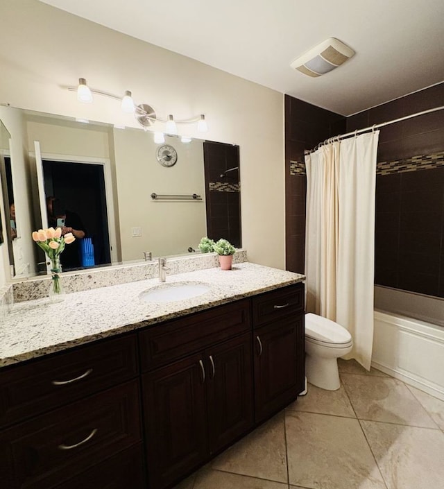 1572 Brandywyn Ln, Buffalo Grove, IL 60089 - full bath with vanity, tile patterned floors, shower / bath combo with shower curtain, and toilet