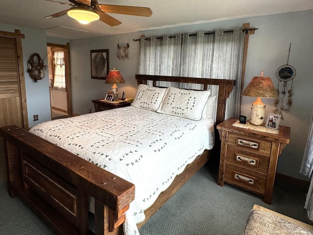25-14 Country Hill Ct, Lake Carroll, IL 61046 - bedroom with dark carpet and ceiling fan