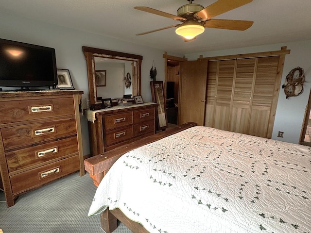 25-14 Country Hill Ct, Lake Carroll, IL 61046 - bedroom featuring a closet, ceiling fan, and carpet floors