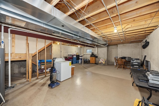 unfinished below grade area with washer / clothes dryer