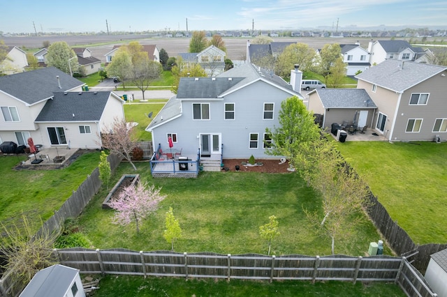 aerial view with a residential view