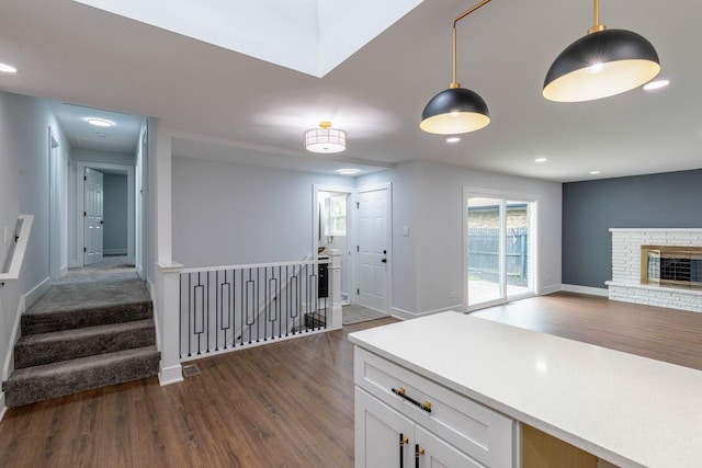 612 Thornwood Dr, South Holland, IL 60473 - kitchen with baseboards, white cabinets, dark wood finished floors, and open floor plan