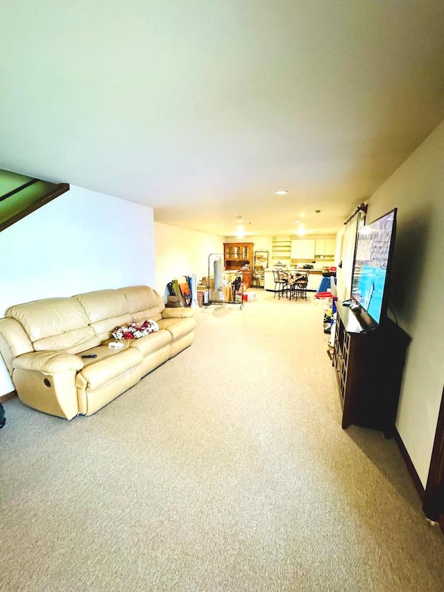 living room with carpet floors