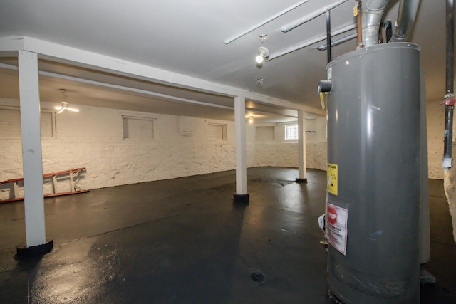 basement with water heater