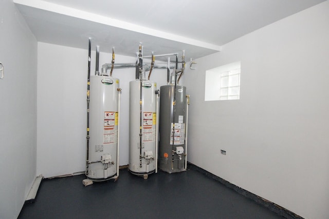 utility room featuring gas water heater
