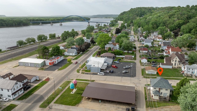 115 Van Buren St, Savanna, IL 61074 - aerial perspective of suburban area with a nearby body of water and a notable bridge