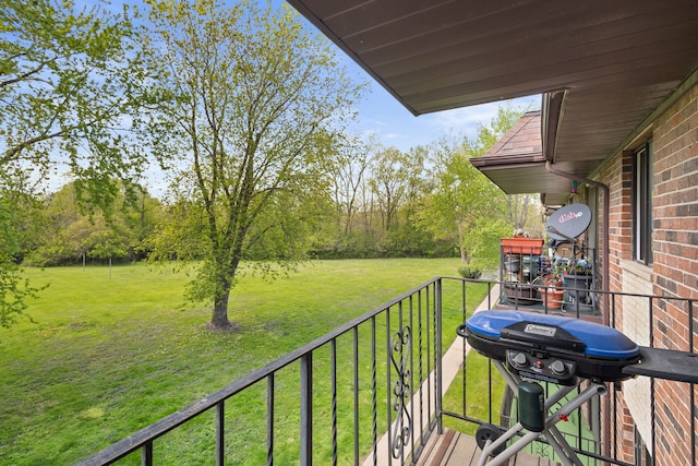 balcony featuring area for grilling
