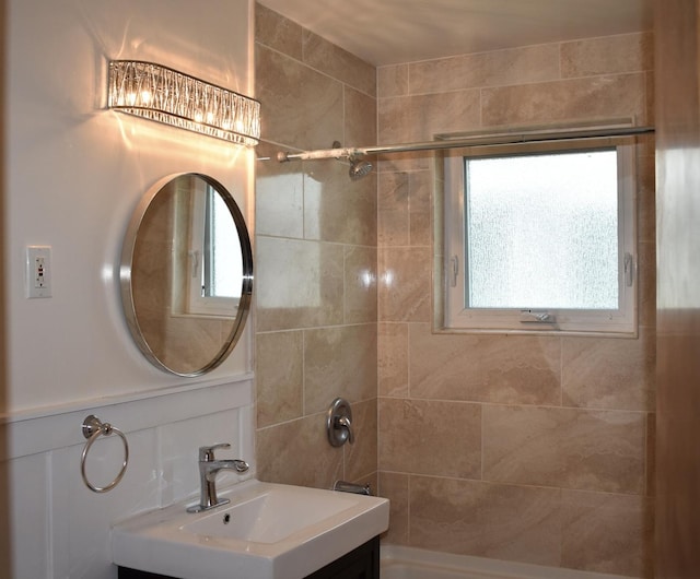 33 N Spring Ave, La Grange, IL 60525 - bathroom with bathtub / shower combination, healthy amount of natural light, and vanity