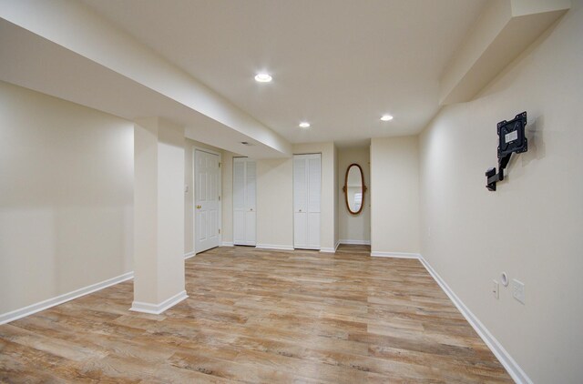 1120 Redwood Ln, Minooka, IL 60447 - finished basement with recessed lighting, baseboards, and light wood-type flooring