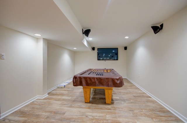 1120 Redwood Ln, Minooka, IL 60447 - recreation room featuring recessed lighting, light wood-style flooring, baseboards, and pool table