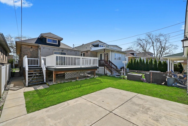 2910 N 76th Ct, Elmwood Park, IL 60707 - rear view of property with a patio, a wooden deck, brick siding, and roof with shingles