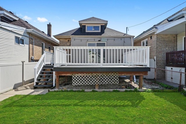 2910 N 76th Ct, Elmwood Park, IL 60707 - back of property featuring a deck, roof with shingles, and stairway