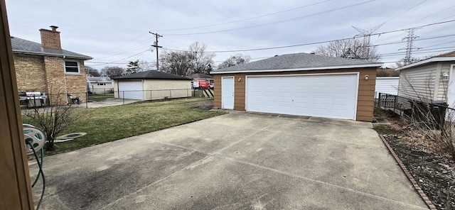 detached garage with fence