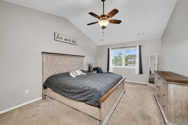 bedroom featuring light colored carpet, baseboards, and visible vents
