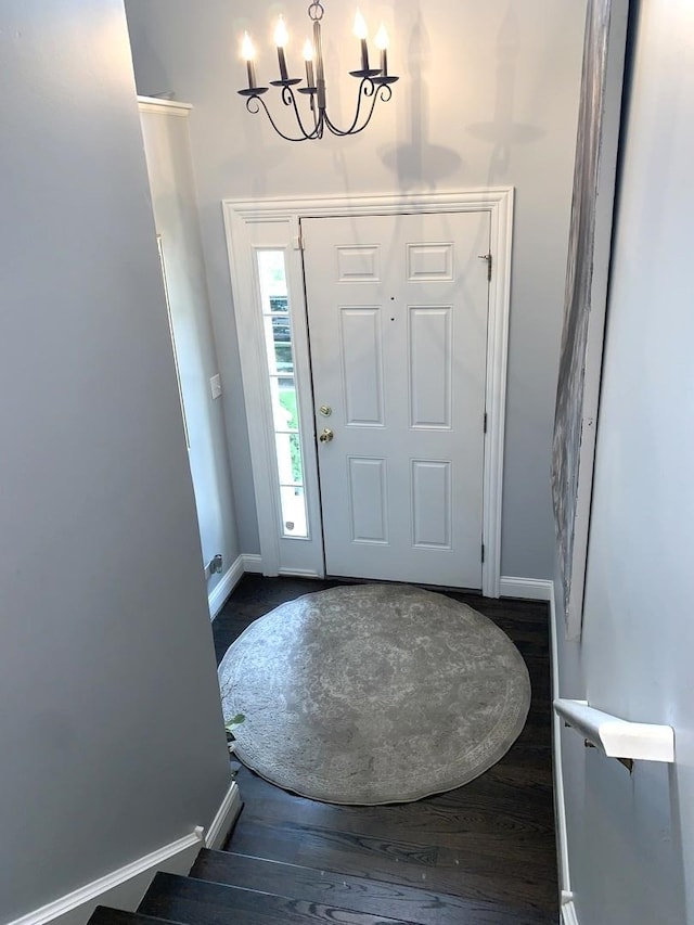 168 Willow Blvd, Willow Springs, IL 60480 - entryway with baseboards, a chandelier, and dark wood-type flooring