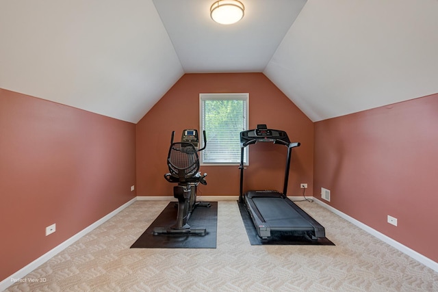 573 W Babcock Ave, Elmhurst, IL 60126 - workout area with vaulted ceiling, baseboards, and carpet flooring