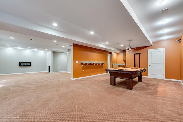 573 W Babcock Ave, Elmhurst, IL 60126 - recreation room with light carpet, baseboards, recessed lighting, and billiards