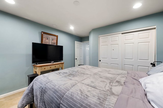 733 Florence St, Hampshire, IL 60140 - bedroom with baseboards, carpet, a closet, and recessed lighting