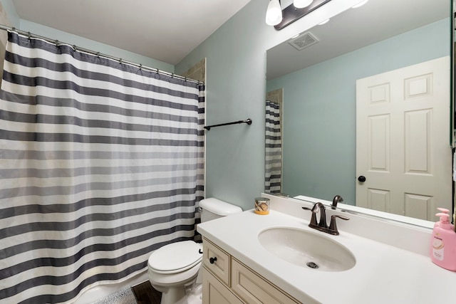 733 Florence St, Hampshire, IL 60140 - bathroom featuring visible vents, a shower with curtain, toilet, and vanity