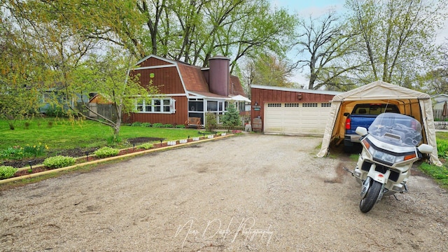 23233 W N Lakewood Ln, Lake Zurich, IL 60047 - view of front of house featuring driveway, a chimney, and a front yard