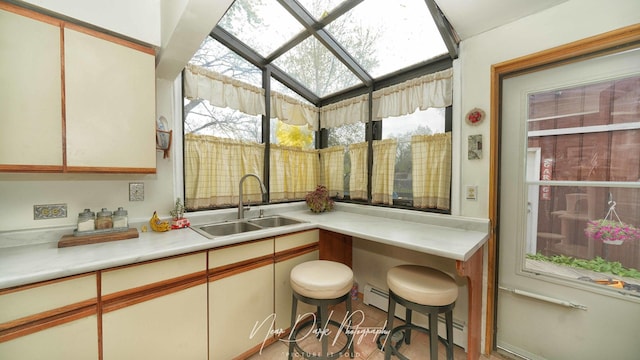23233 W N Lakewood Ln, Lake Zurich, IL 60047 - sunroom with baseboard heating and a sink