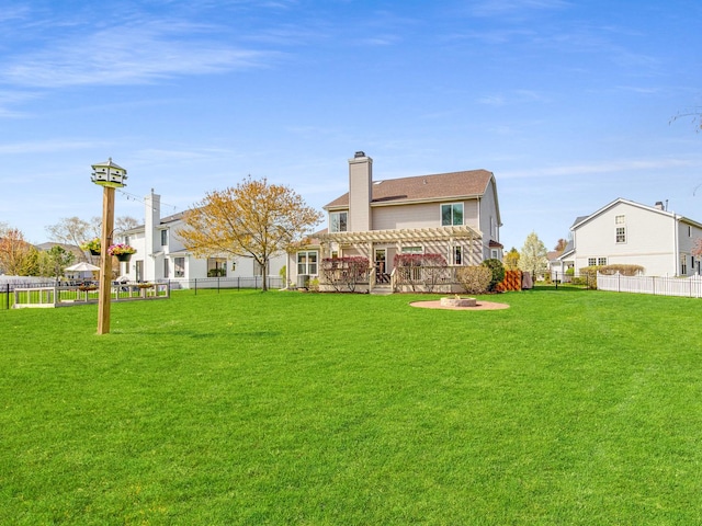 1341 N Home Ct, Palatine, IL 60074 - rear view of house featuring a pergola, a fire pit, and a chimney