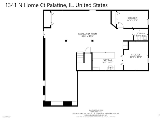 1341 N Home Ct, Palatine, IL 60074 - floor plan / room layout