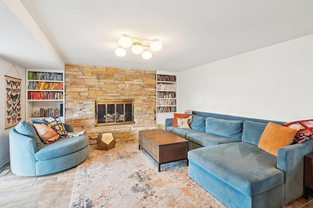 4569 Gettysburg Dr, Rolling Meadows, IL 60008 - living area with built in features and a fireplace