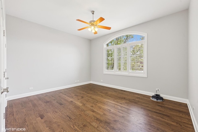 410 W 2nd St, Elmhurst, IL 60126 - empty room with baseboards, a ceiling fan, and dark wood-style flooring