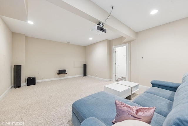 410 W 2nd St, Elmhurst, IL 60126 - carpeted living room featuring baseboards and recessed lighting