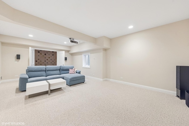 410 W 2nd St, Elmhurst, IL 60126 - carpeted living room featuring baseboards and recessed lighting