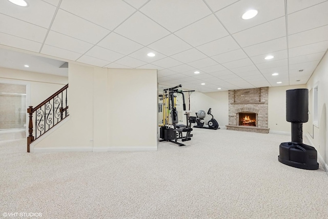 410 W 2nd St, Elmhurst, IL 60126 - exercise room with baseboards, recessed lighting, and carpet floors