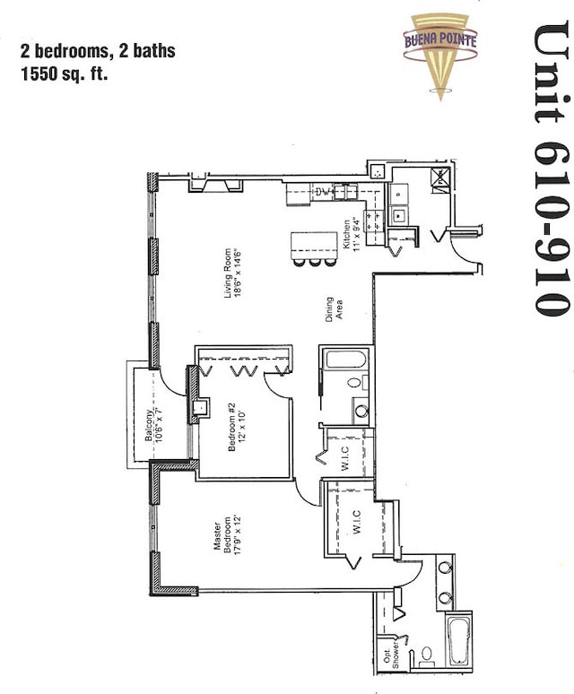 4350 N Broadway St Unit 810, Chicago, IL 60613 - floor plan