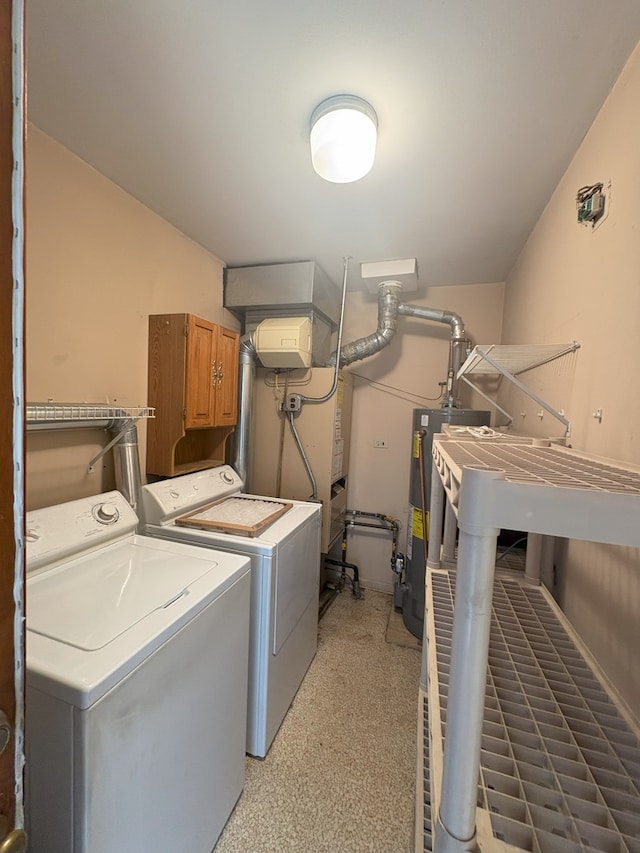 3506 Louis St, Franklin Park, IL 60131 - washroom featuring washing machine and clothes dryer, gas water heater, and cabinet space