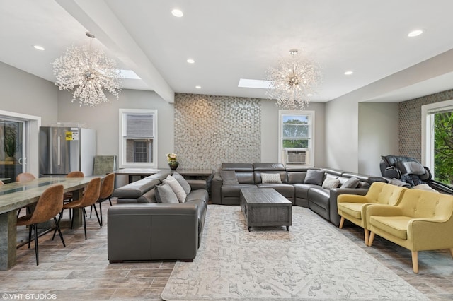 11330 Brigitte Ter, Orland Park, IL 60462 - living room featuring a chandelier, healthy amount of natural light, recessed lighting, and an accent wall