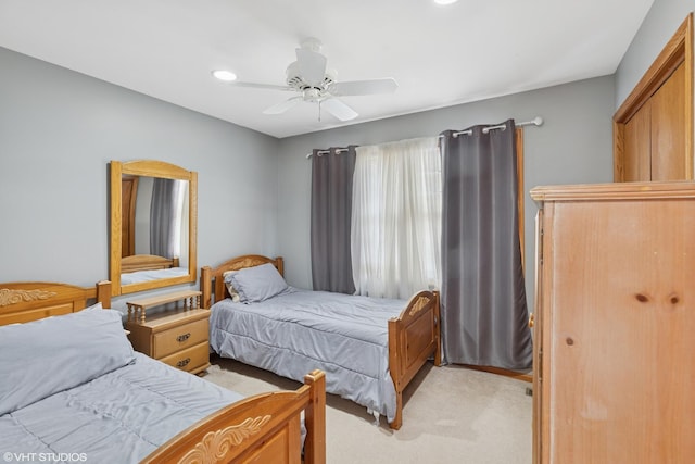 11330 Brigitte Ter, Orland Park, IL 60462 - bedroom featuring light colored carpet, recessed lighting, and a ceiling fan