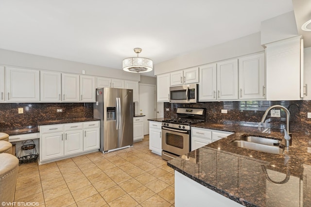 11330 Brigitte Ter, Orland Park, IL 60462 - kitchen with stainless steel appliances, a sink, white cabinetry, and backsplash