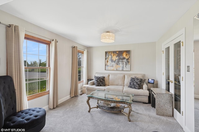 11330 Brigitte Ter, Orland Park, IL 60462 - living area with french doors, carpet flooring, and baseboards