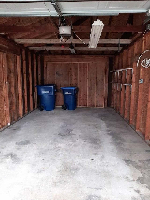 garage with a garage door opener