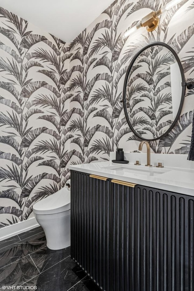 1934 W Patterson Ave, Chicago, IL 60613 - bathroom with toilet, marble finish floors, and vanity