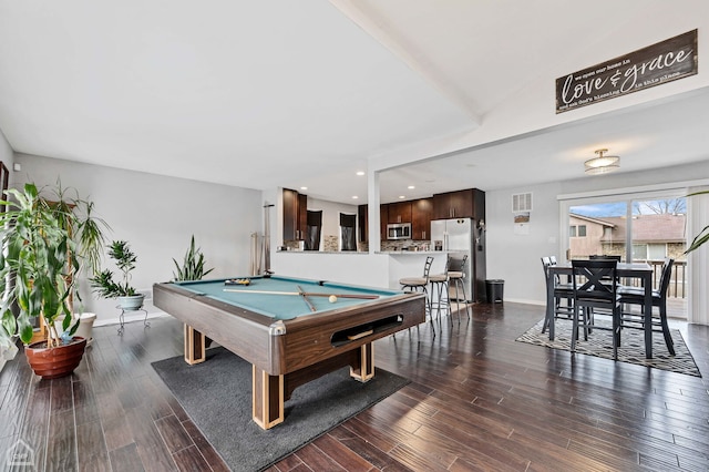 710 E 194th St, Glenwood, IL 60425 - rec room featuring recessed lighting, billiards, baseboards, and dark wood-style floors