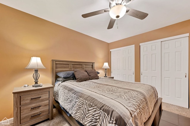 710 E 194th St, Glenwood, IL 60425 - carpeted bedroom with multiple closets and a ceiling fan