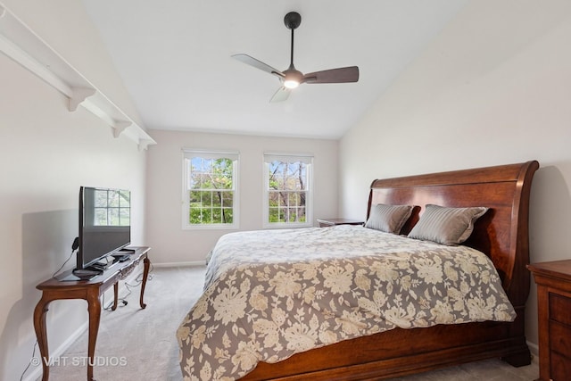 1537 Aberdeen Ct Unit 67, Naperville, IL 60564 - bedroom with baseboards, lofted ceiling, ceiling fan, and light colored carpet